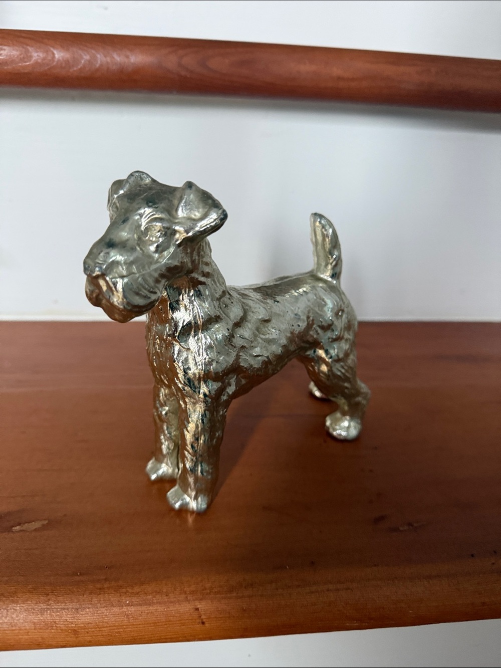 Silver Textured Dog Figurine Decorative Accent-Metal composition
